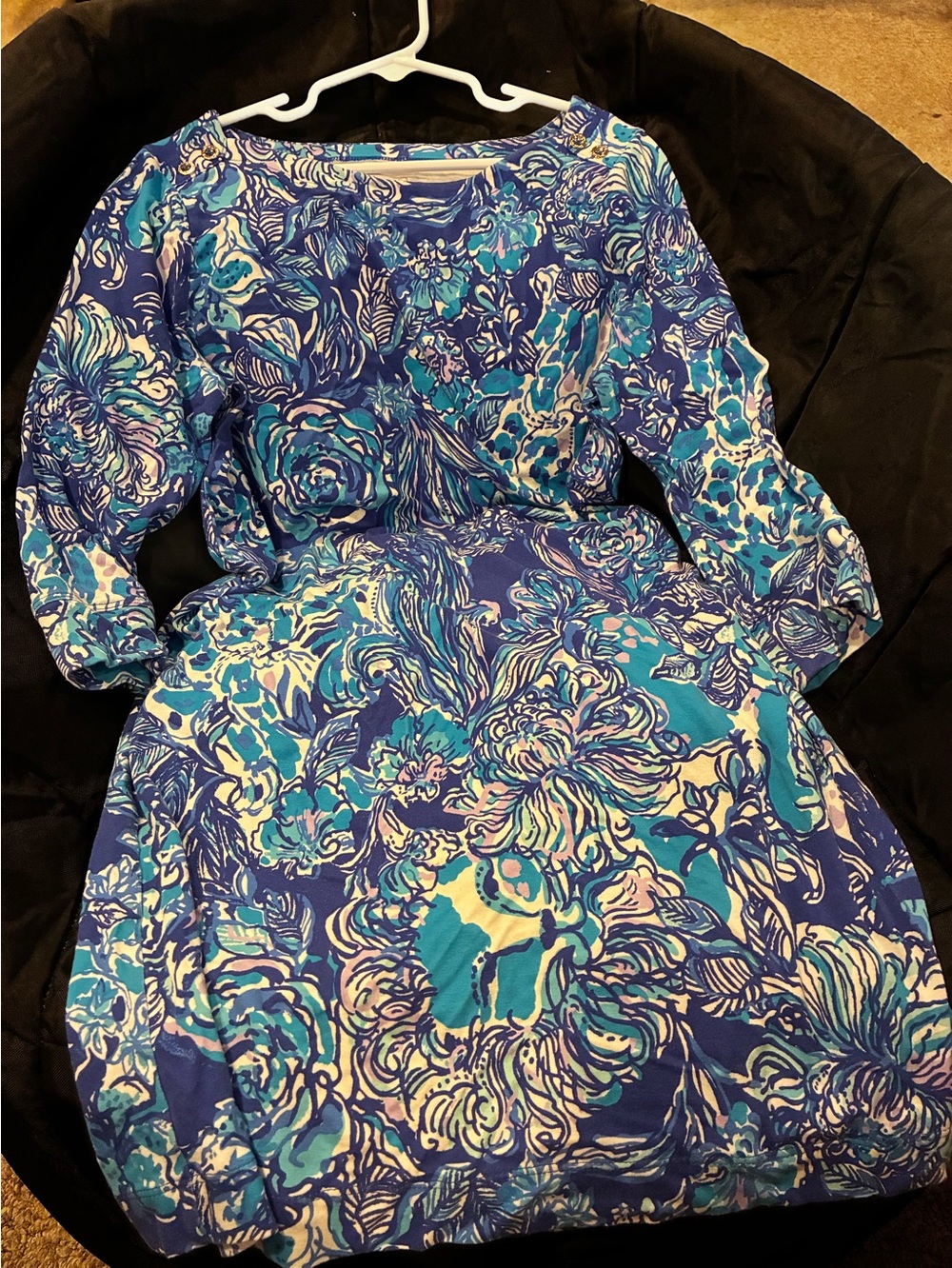 Lily Pulitzer Blue Floral Kids' Dress - Lightweight Long Sleeve